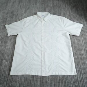 Cafe Luna Shirt Men Button Up Short‎ Sleeve White Solid XL